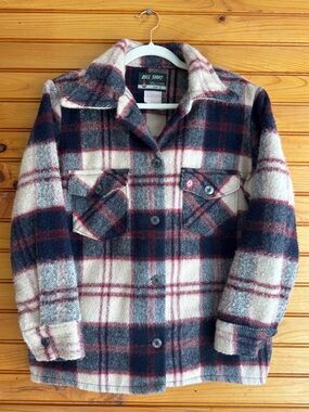 Vintage Bell Shirt Co Wool Plaid Shirt Jacket Red Navy Canada Button Front